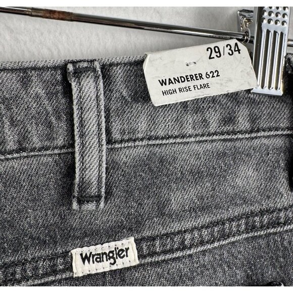 Wrangler Wanderer Laser acid wash‎ 622 High Rise Flare Jeans sz 29 - Picture 3 of 11